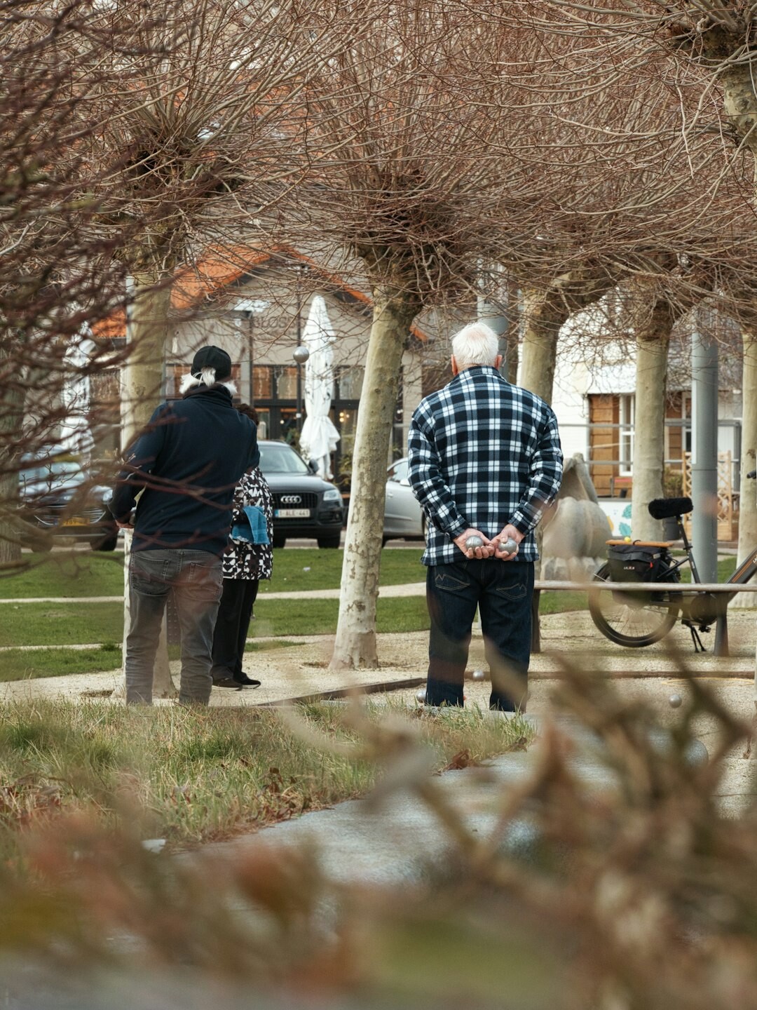 senior people chatting in neighborhood